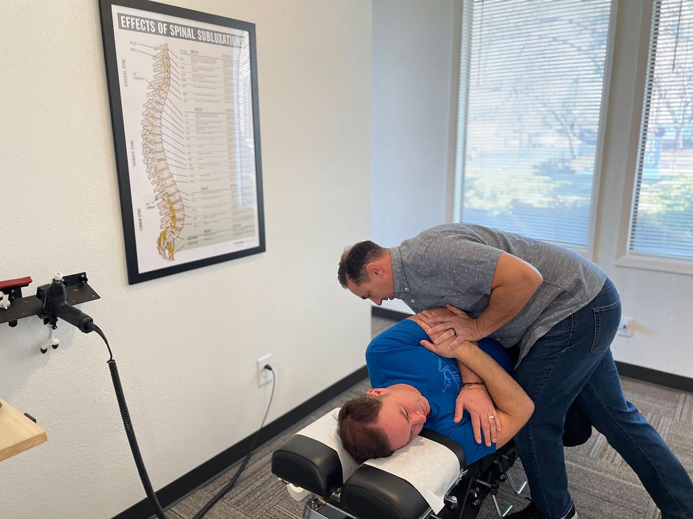 chiropractic back adjustment, or cracking your back, at Elevation Spine Center in Bend Oregon